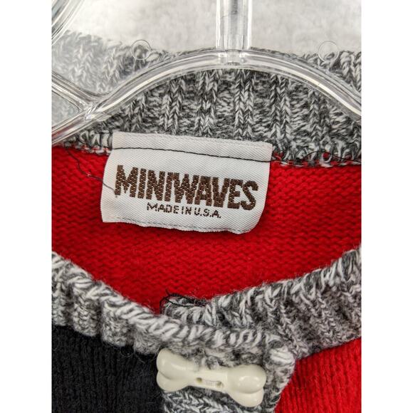 Vtg 90s Miniwaves Scotty Dog Cardigan Sweater Boys 4T/5T Red Gray Pockets Retro - Picture 6 of 10